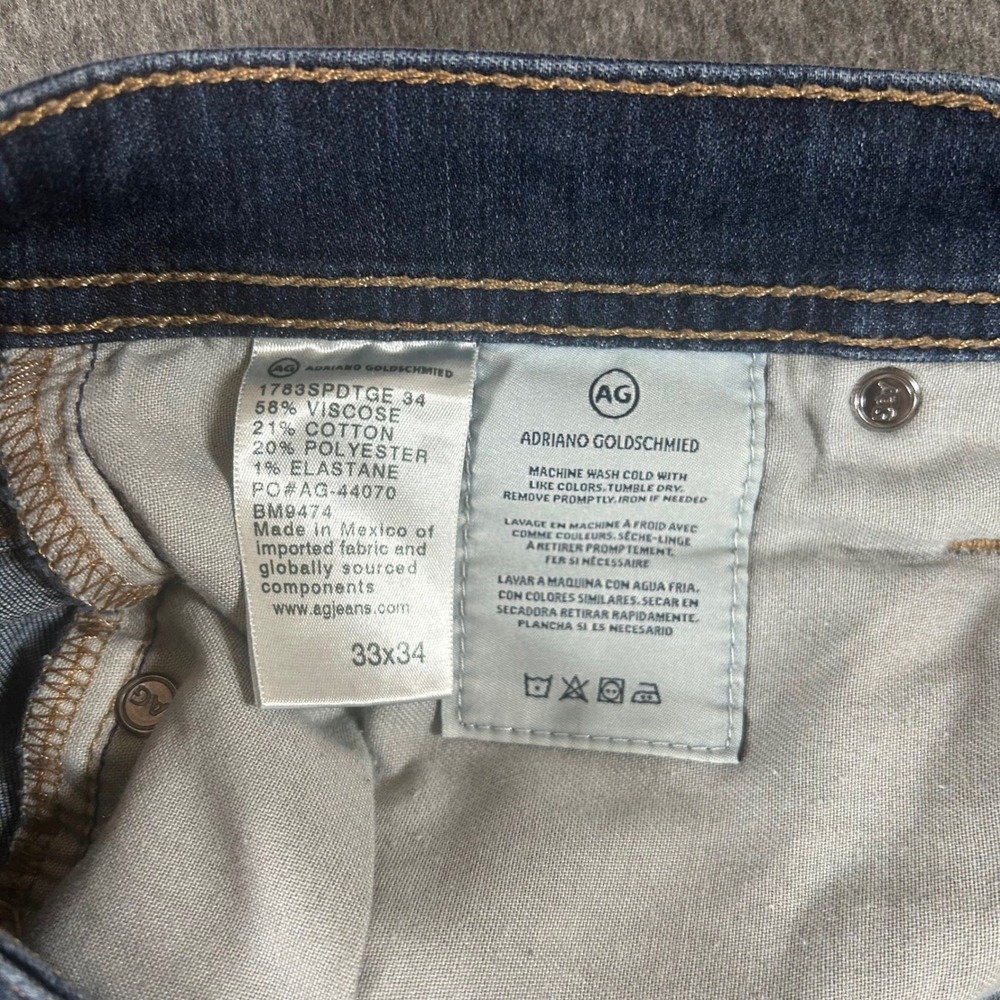 AG Adriano Goldschmied The Tellis Modern Slim Jean Mens 33x34 Fits 37x33 Stretch - Picture 3 of 8